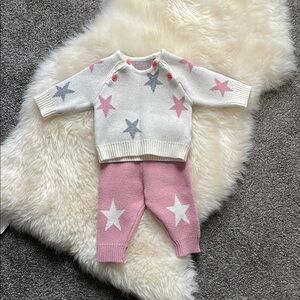 SHEIN Cream and Pink Baby Sweater